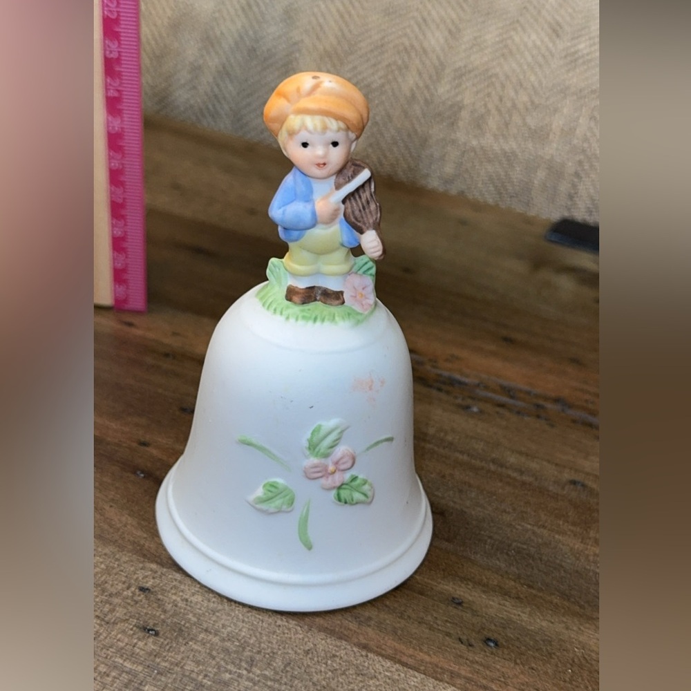 Vintage Porcelain Homco #1416 Bells - Boy Playing Instrument